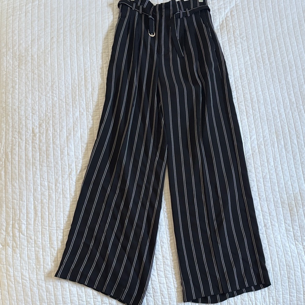 Express Black and White Striped Wide Leg Pants